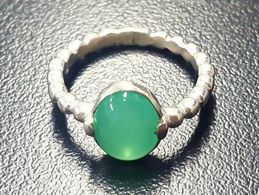 Real Chrysoprase Ring - Green Chrysoprase Ring - Chrysoprase Band