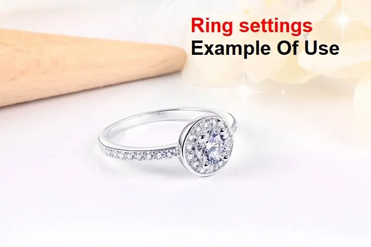 Ring Setting Blank 5mm 1pc 925 Sterling Silver CZ Semi Mount for 1 Round Shape Faceted Stone 4 Prongs Love Theme Wholesale Available