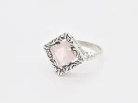 Rose Quartz Ring - Pink Square Ring - Boho Quartz Ring