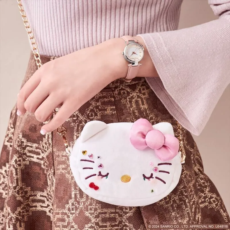 Sanrio Hello Kitty 50th Anniversary Wrist Watch w/ Face Pouch Japan Limited