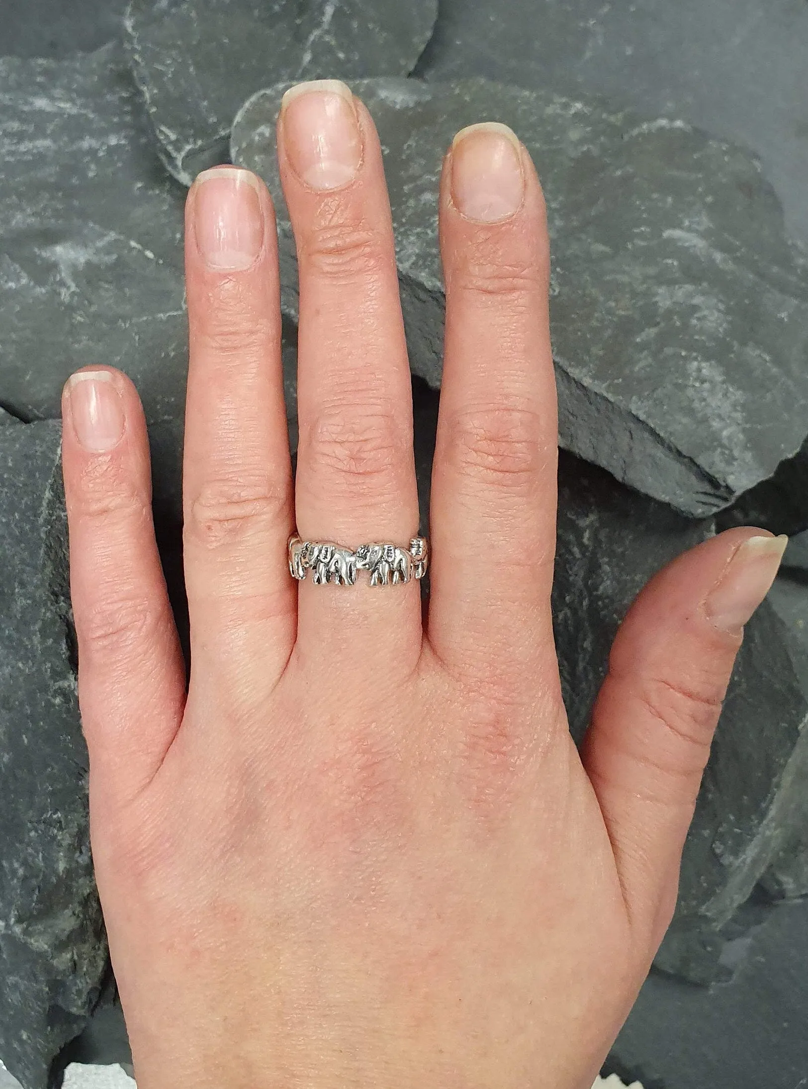 Silver Elephant Band - Elephant Infinity Ring - Lucky Elephant Ring