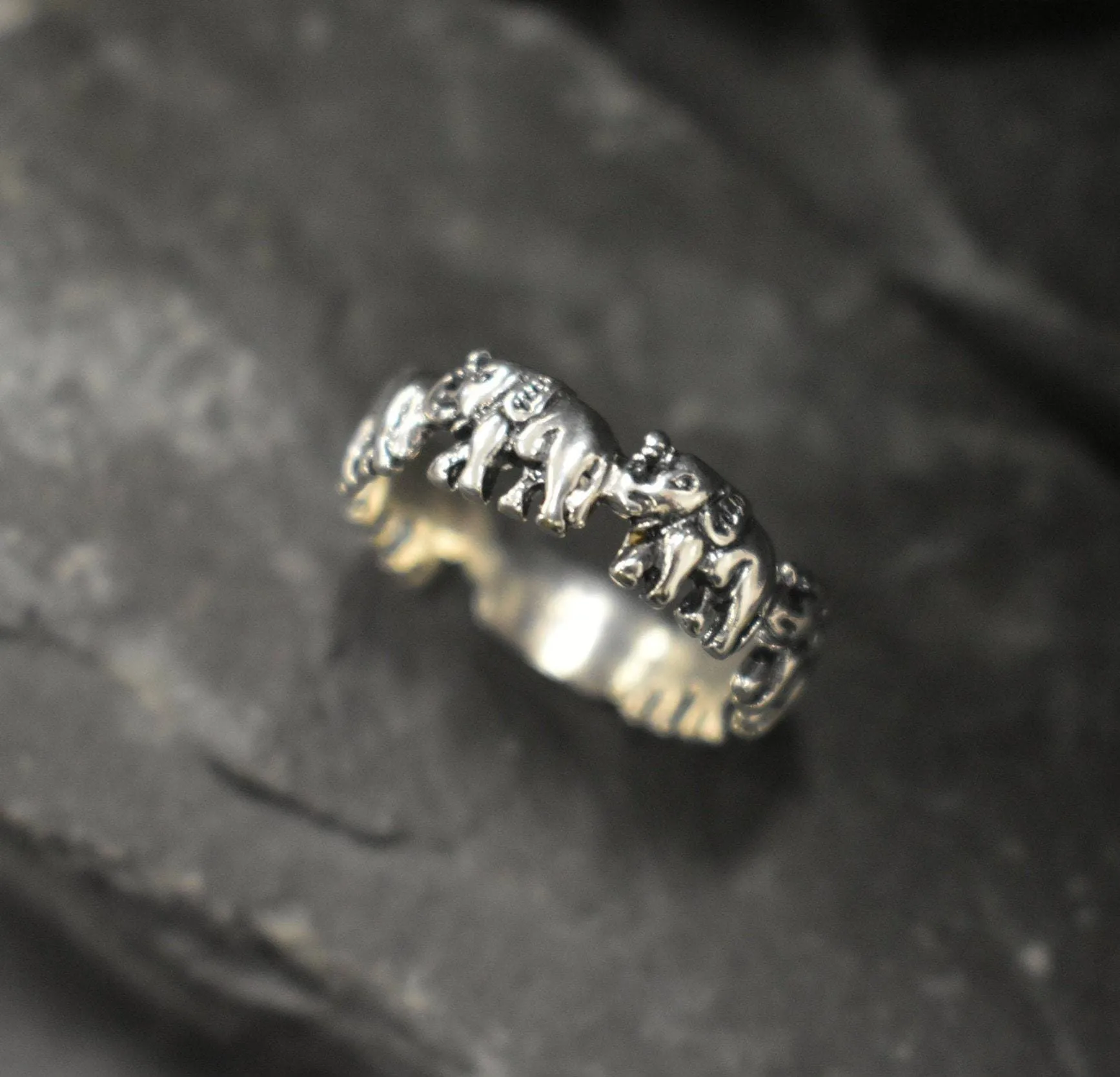 Silver Elephant Band - Elephant Infinity Ring - Lucky Elephant Ring