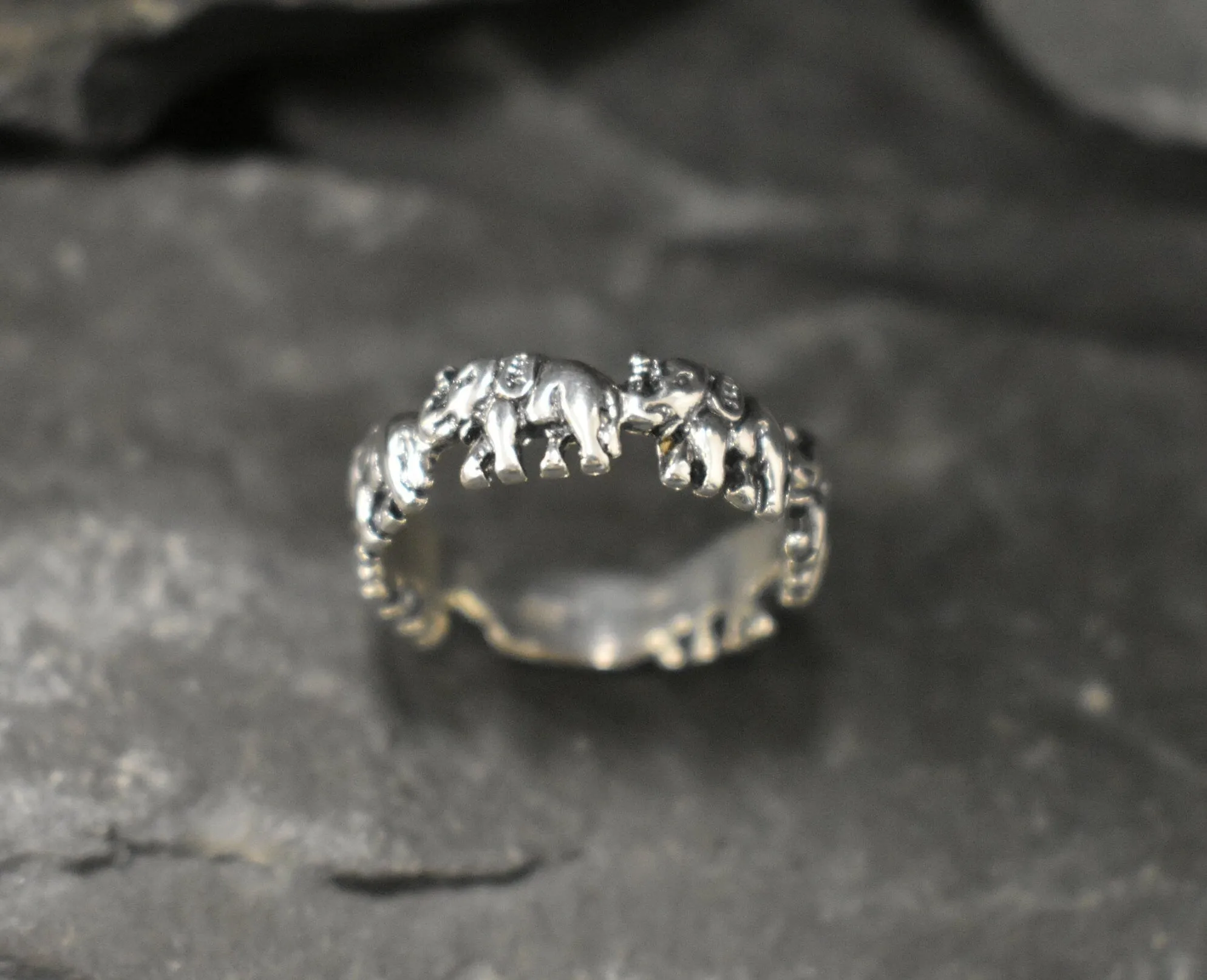 Silver Elephant Band - Elephant Infinity Ring - Lucky Elephant Ring