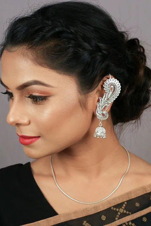 Silver Linings "Peacock" Silver Filigree Handmade Cuff Earrings