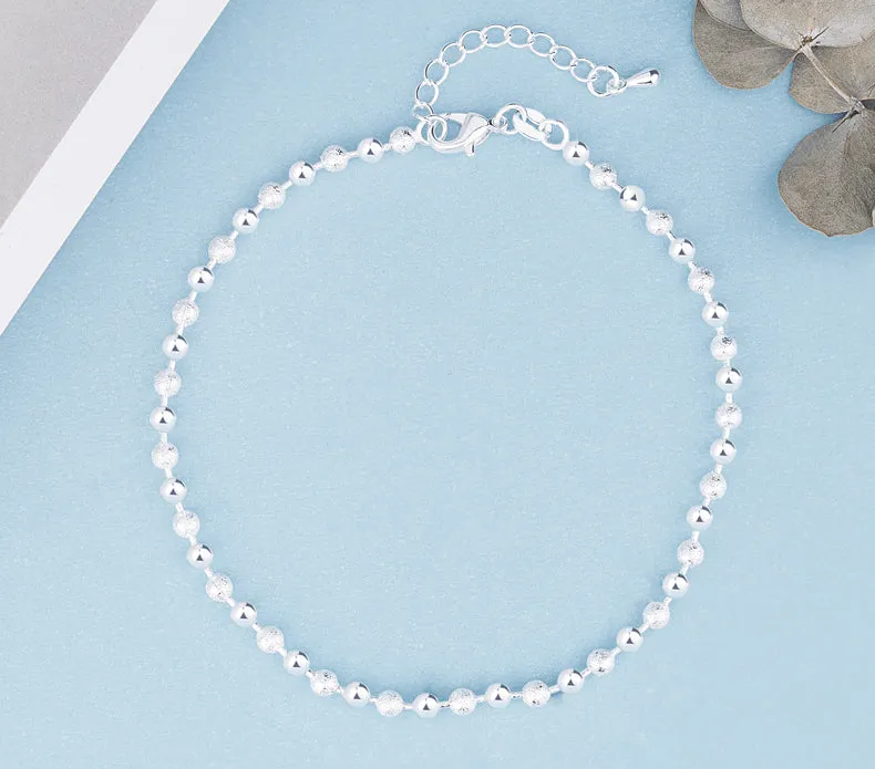 Silver Personality Frosted Buddha Beads Bracelet Double Layer