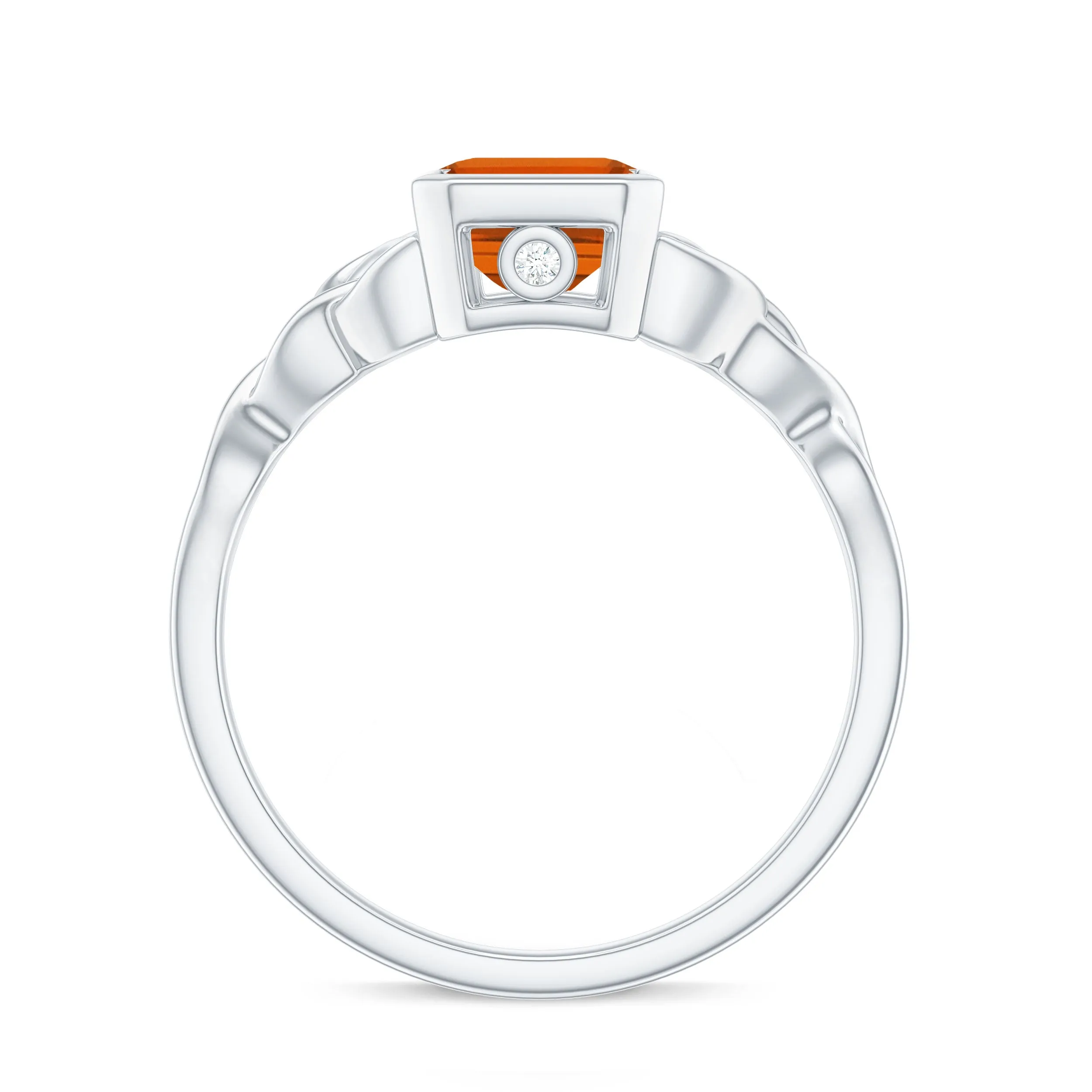 Solitaire Created Orange Sapphire Celtic Engagement Ring