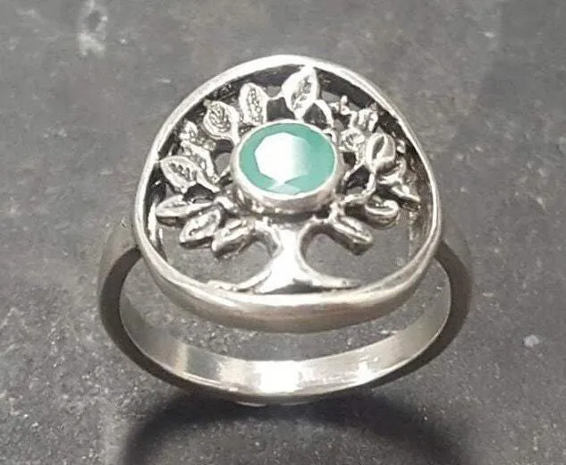 Tree Emerald Ring - Tree of Life Ring - Green Vintage Ring