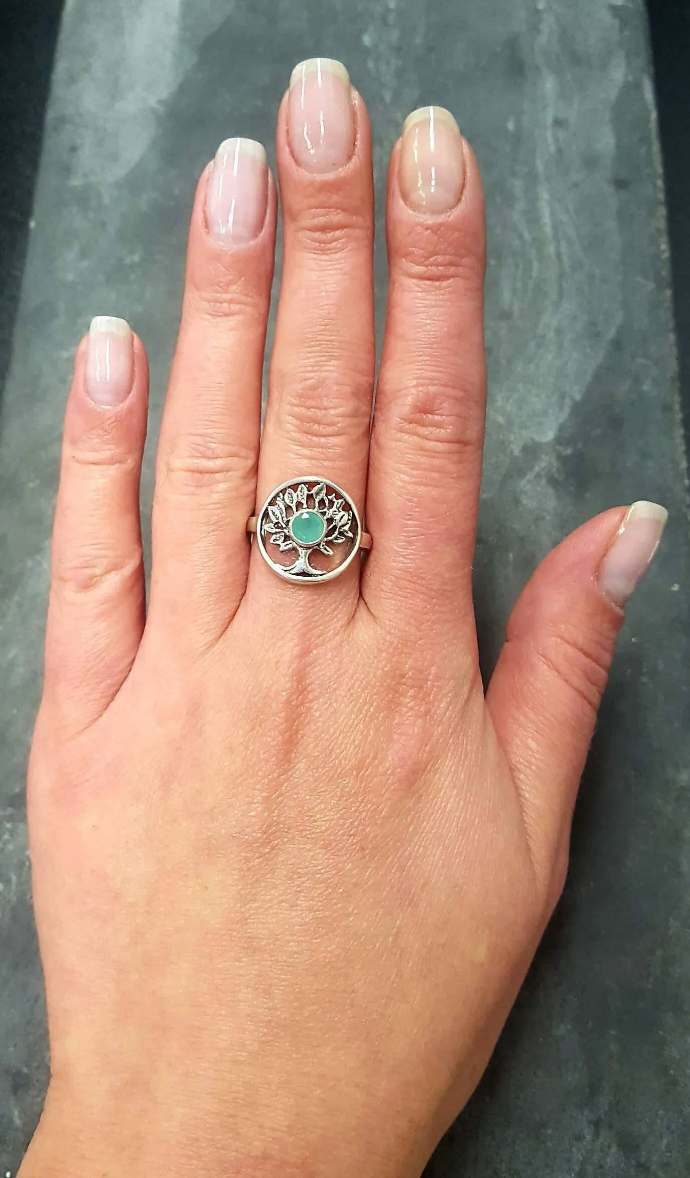 Tree Emerald Ring - Tree of Life Ring - Green Vintage Ring