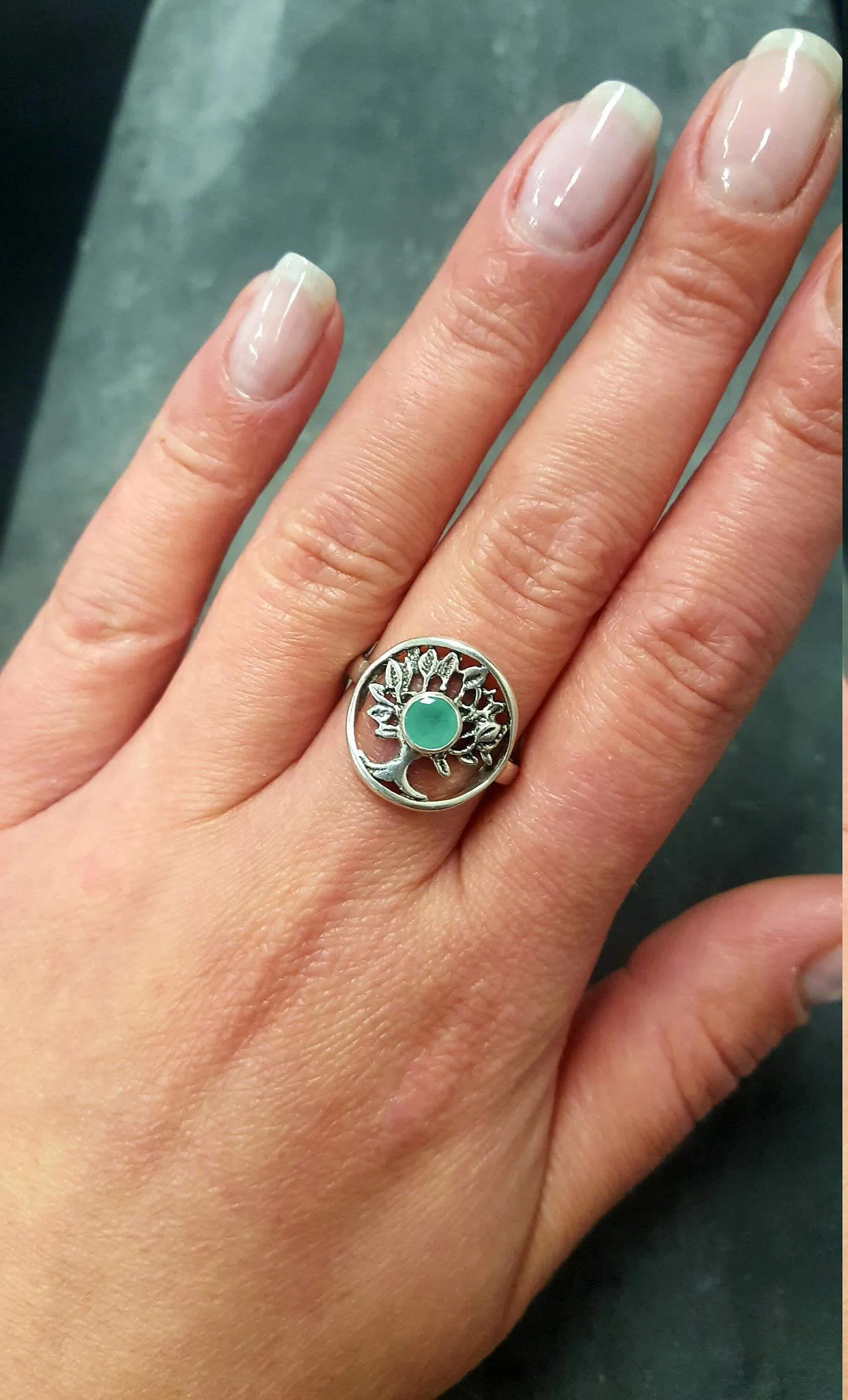 Tree Emerald Ring - Tree of Life Ring - Green Vintage Ring