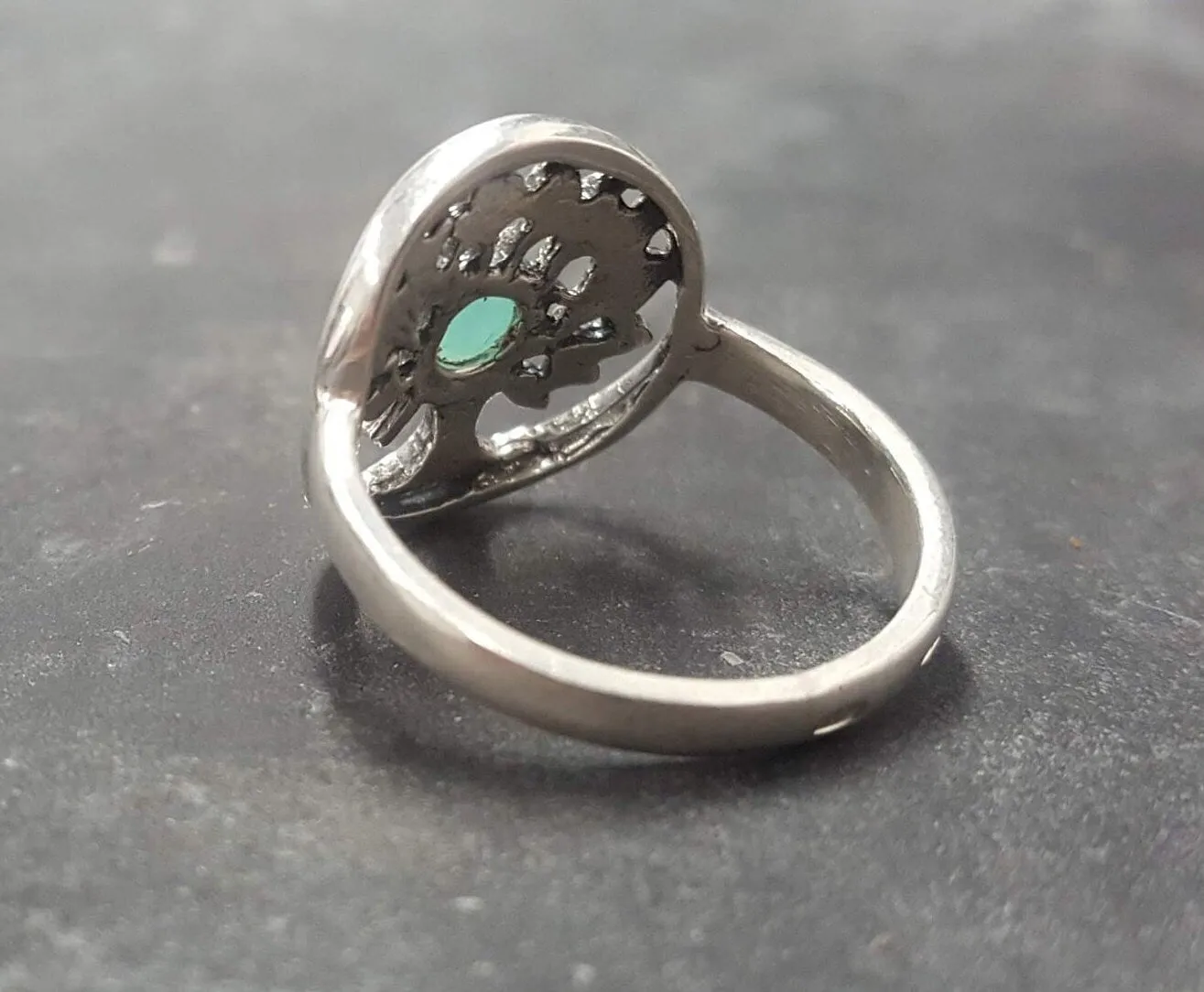 Tree Emerald Ring - Tree of Life Ring - Green Vintage Ring