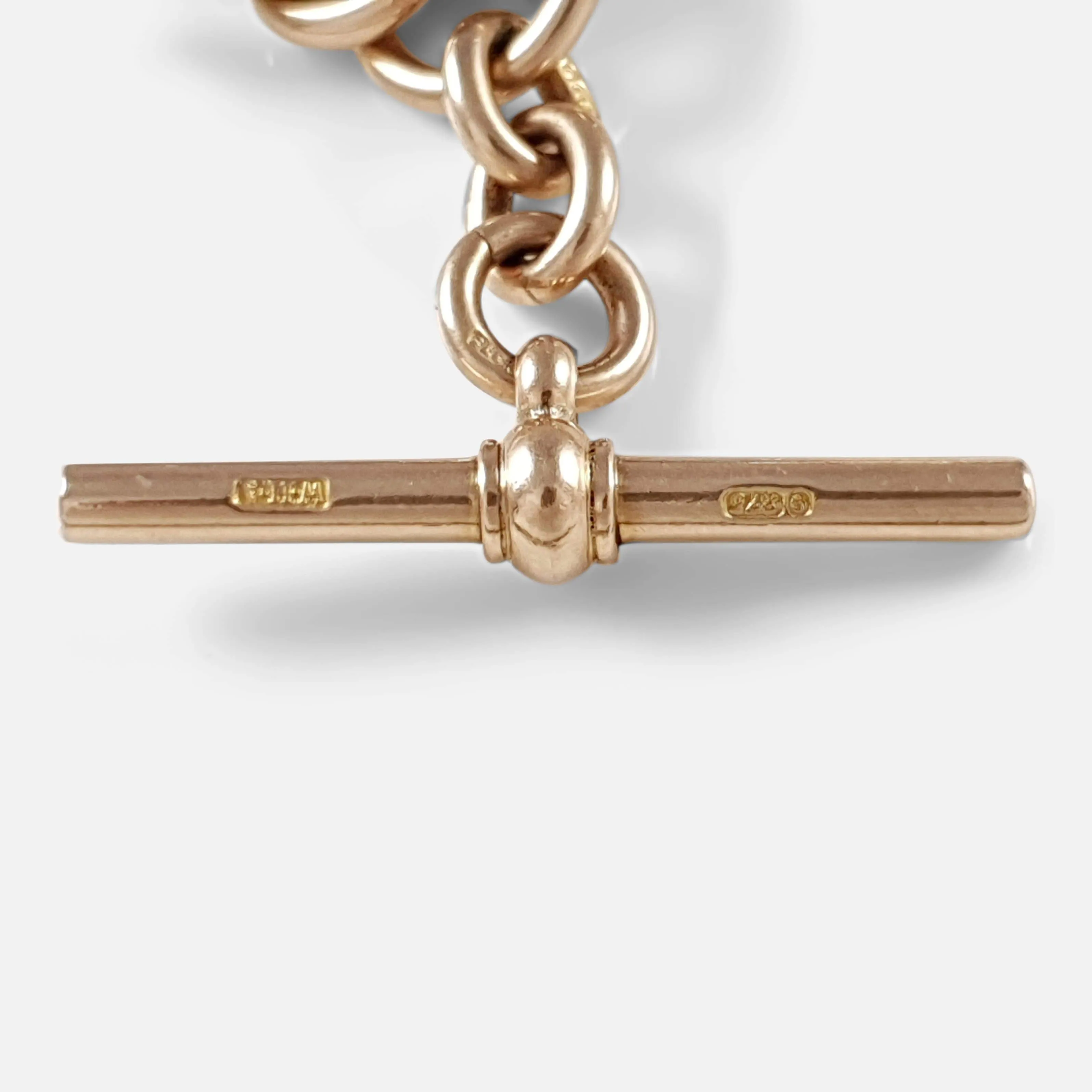 Victorian 9ct Rose Gold Trombone Link Albert Watch Chain