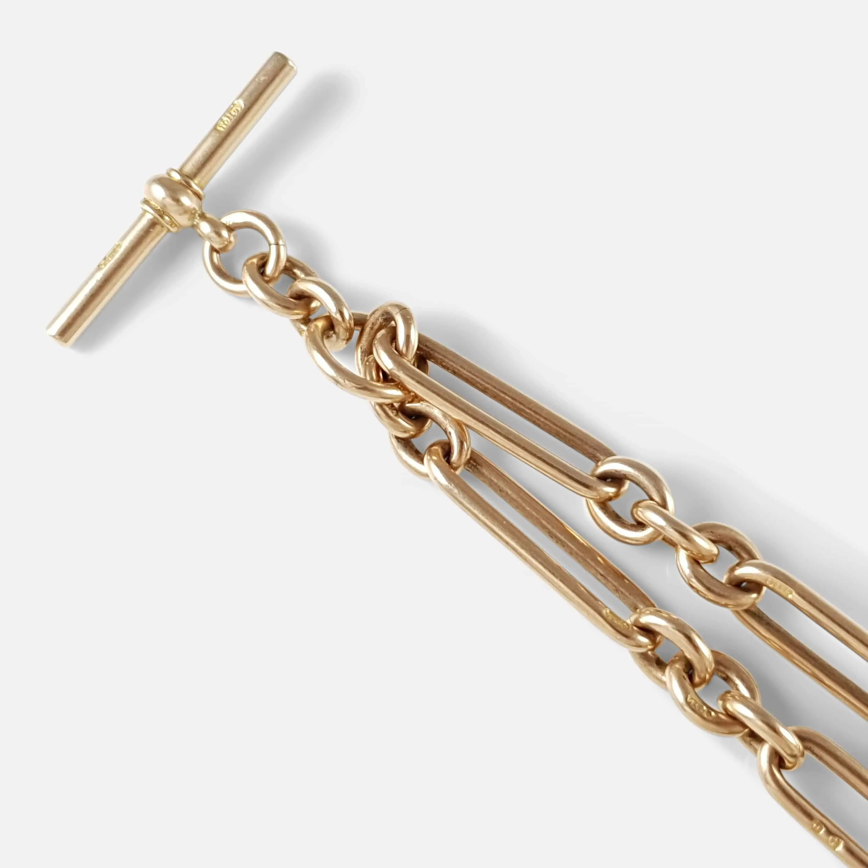 Victorian 9ct Rose Gold Trombone Link Albert Watch Chain