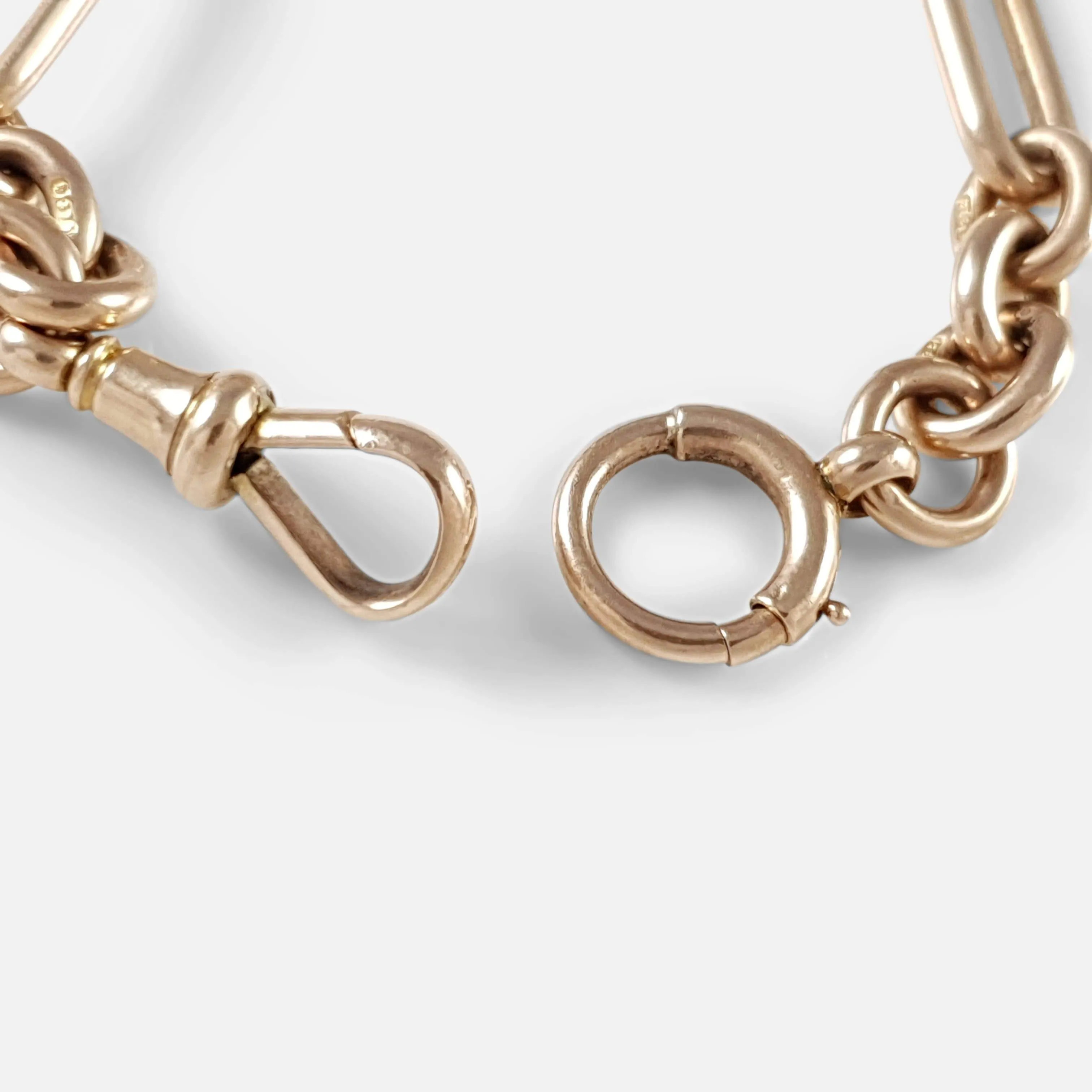 Victorian 9ct Rose Gold Trombone Link Albert Watch Chain