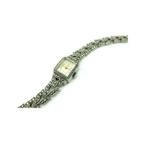 Vintage Art Deco 1930s Marcasite Cocktail Dress Swiss Watch Bracelet