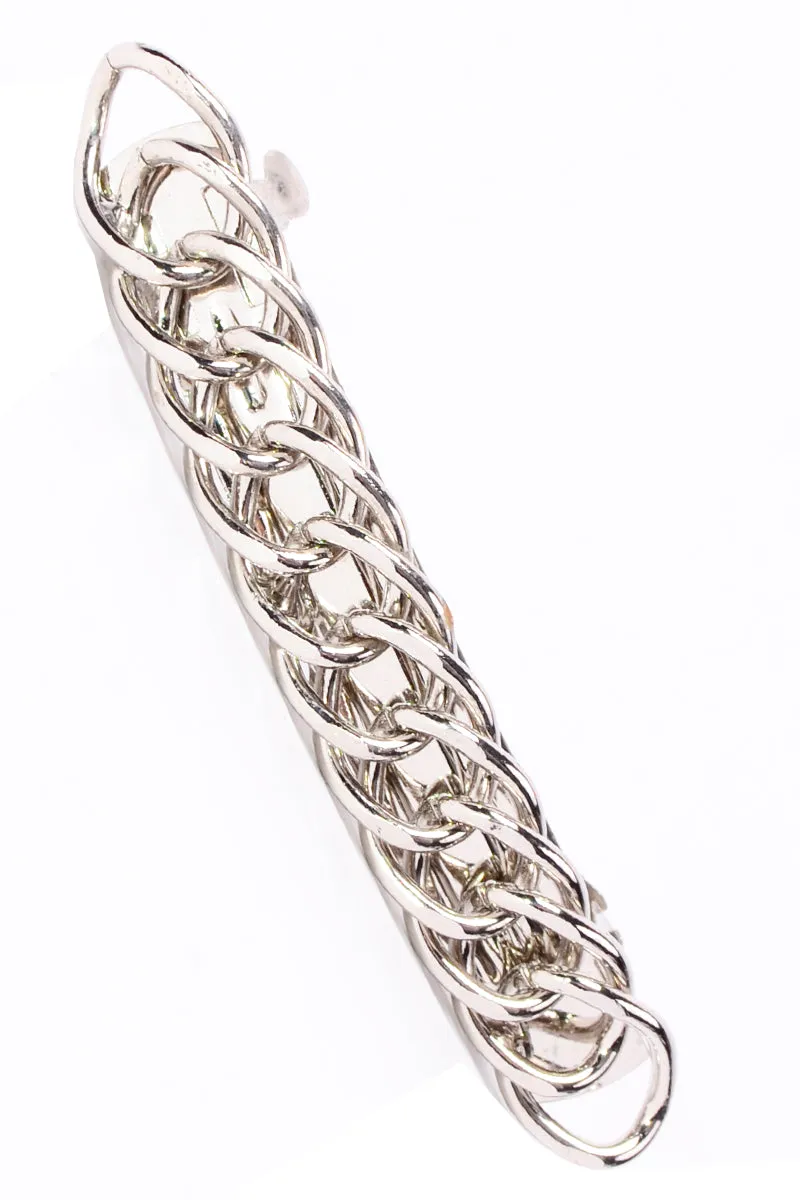 Vintage Silver Chain Link Hair Barrette Clip