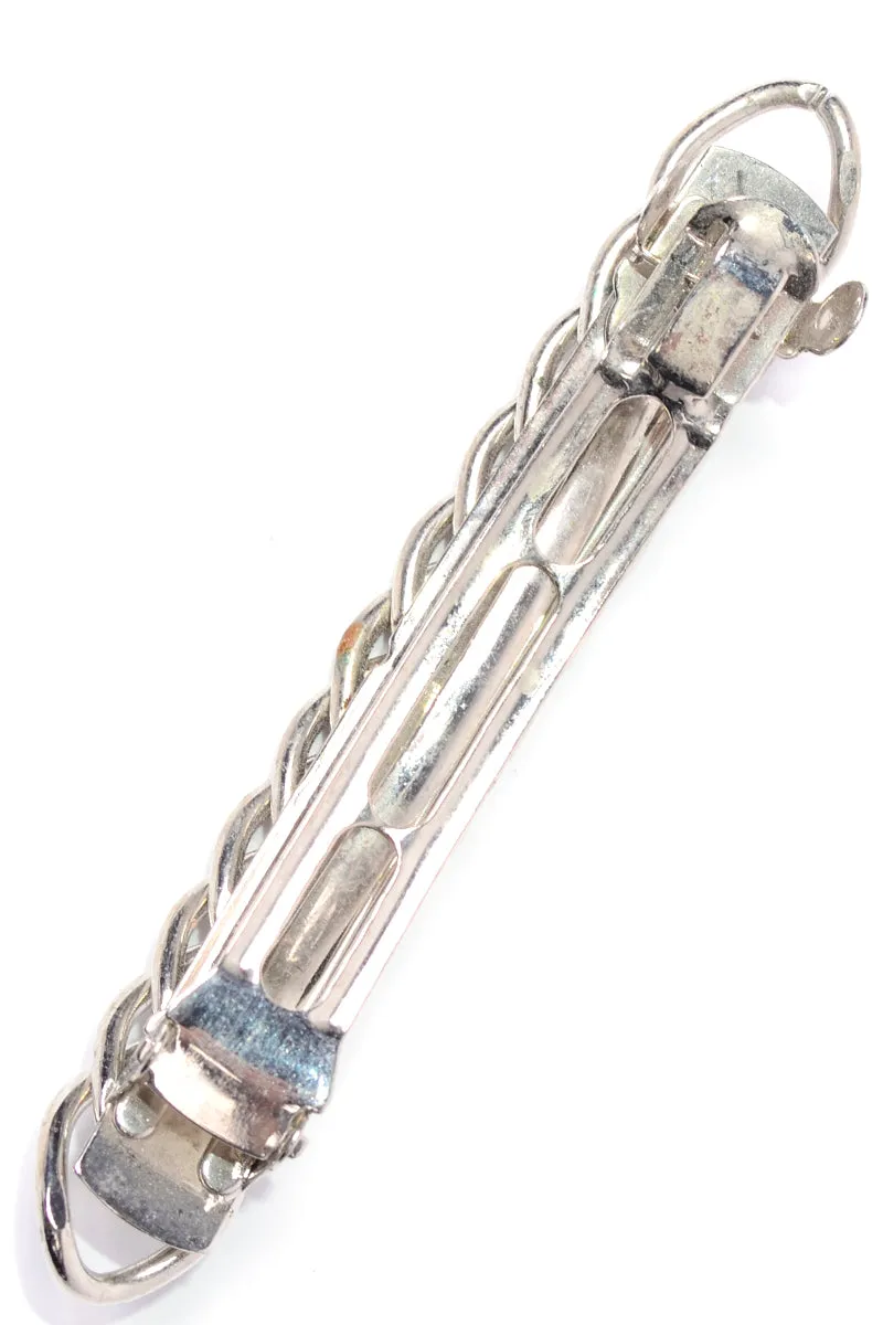 Vintage Silver Chain Link Hair Barrette Clip