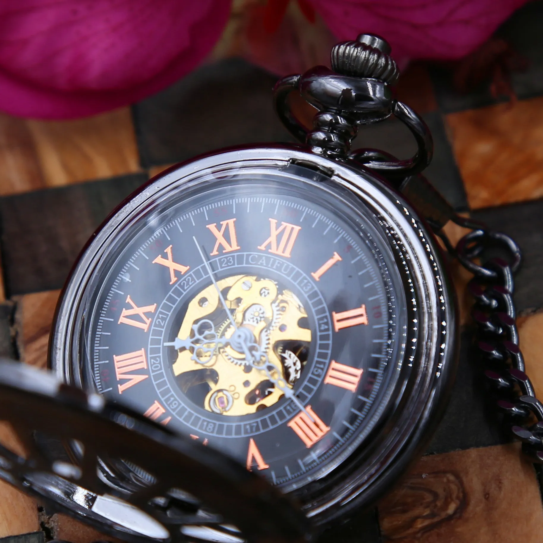 Wedding Gift Set Personalized Pocket watch Engravable Mechanical Black Groomsmen gifts Wedding Gifts MPW003