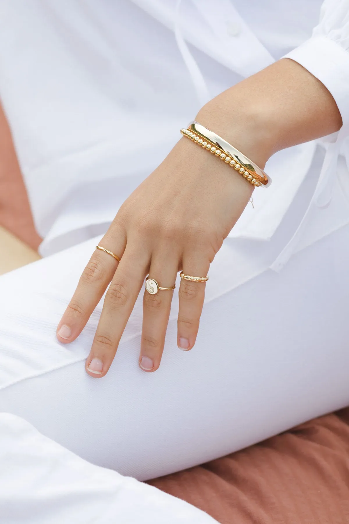Yin yang coin ring gold plated